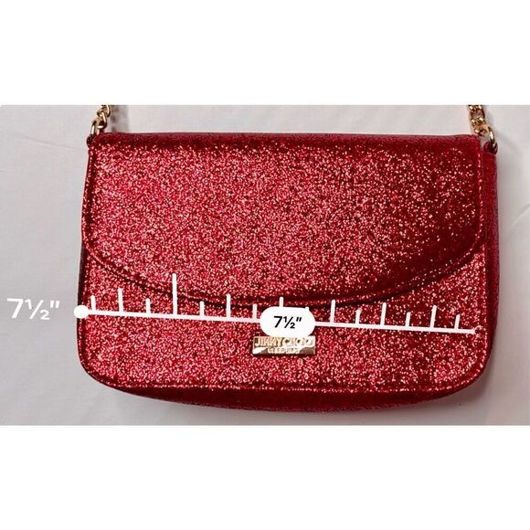 Jimmy Choo Parfume‎ Red Glitter Good Chain Clutch Shoulder Handbag COA - Picture 6 of 11